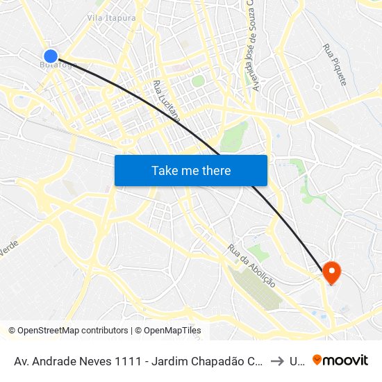 Av. Andrade Neves 1111 - Jardim Chapadão Campinas - SP Brasil to Unip map