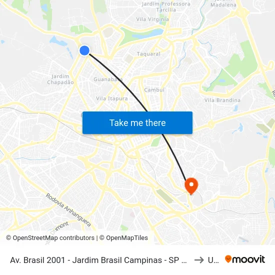 Av. Brasil 2001 - Jardim Brasil Campinas - SP 13073-012 Brasil to Unip map