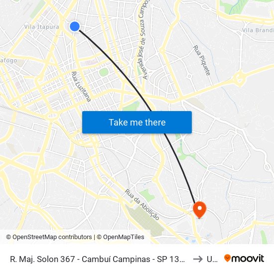 R. Maj. Solon 367 - Cambuí Campinas - SP 13024-091 Brasil to Unip map