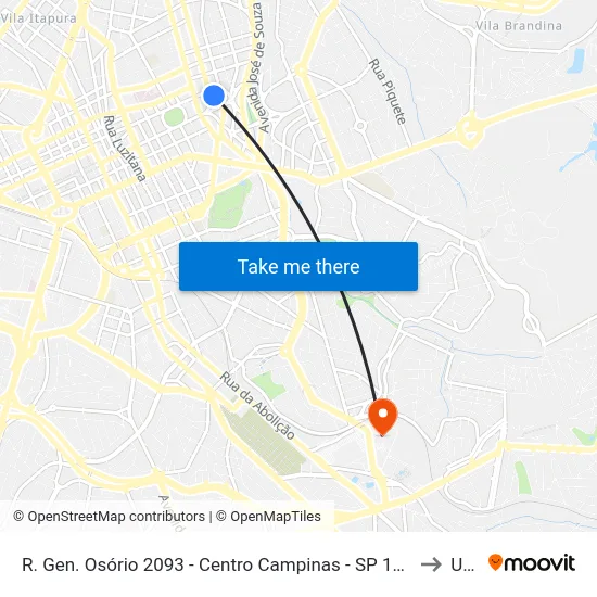 R. Gen. Osório 2093 - Centro Campinas - SP 13010-110 Brasil to Unip map