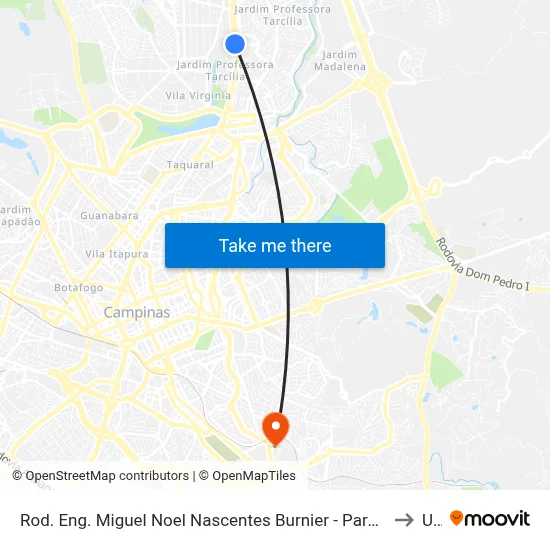 Rod. Eng. Miguel Noel Nascentes Burnier - Parque São Quirino Campinas - SP Brasil to Unip map
