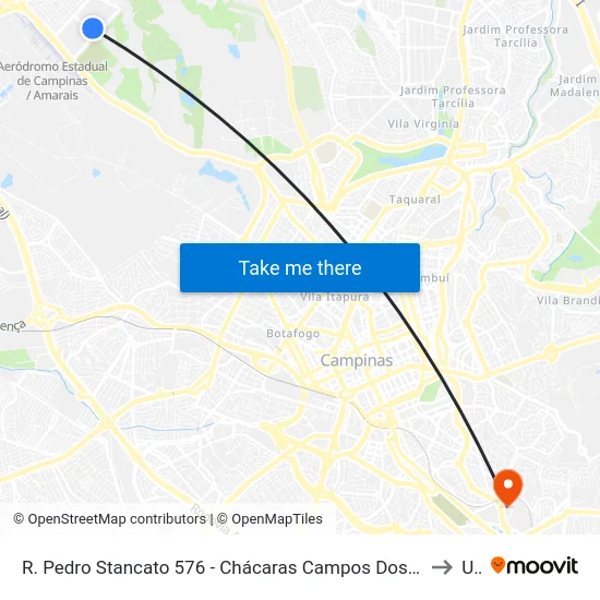 R. Pedro Stancato 576 - Chácaras Campos Dos Amarais Campinas - SP 13082-050 Brasil to Unip map