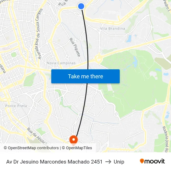 Av Dr Jesuino Marcondes Machado 2451 to Unip map