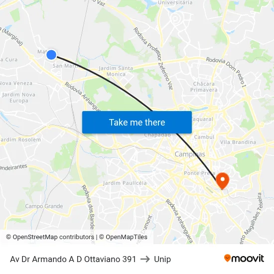 Av Dr Armando A D Ottaviano 391 to Unip map
