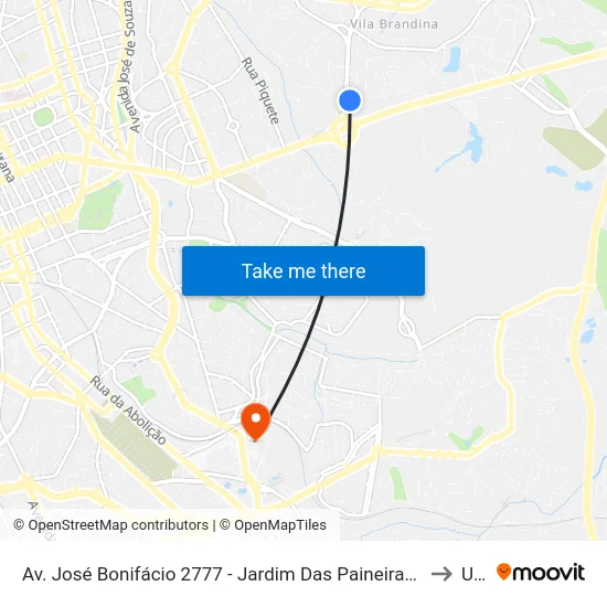 Av. José Bonifácio 2777 - Jardim Das Paineiras Campinas - SP Brasil to Unip map