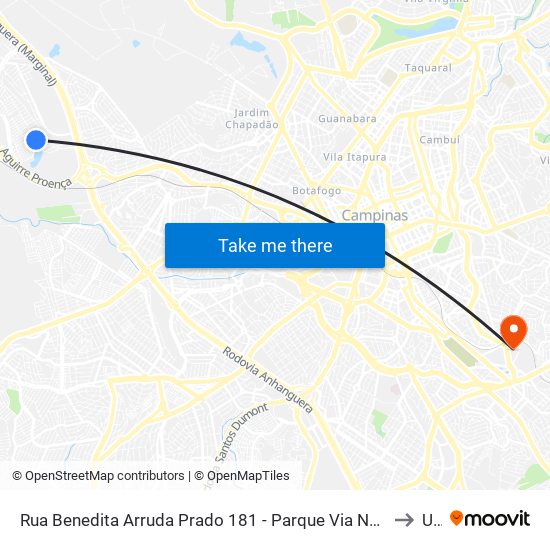 Rua Benedita Arruda Prado 181 - Parque Via Norte Campinas - SP 13065-380 Brasil to Unip map