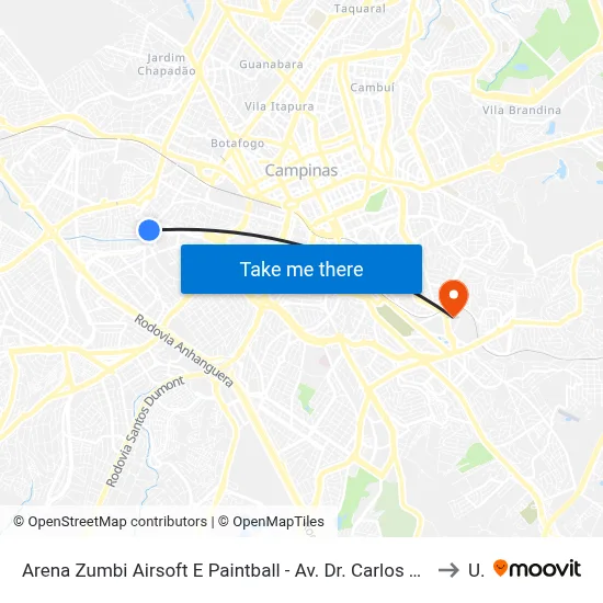 Arena Zumbi Airsoft E Paintball - Av. Dr. Carlos De Campos 1033 - Vila Industrial Campinas - SP 13035-610 Brasil to Unip map