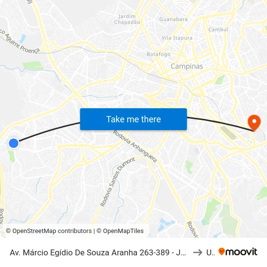 Av. Márcio Egídio De Souza Aranha 263-389 - Jardim Ipaussurama Campinas - SP 13060-840 Brasil to Unip map