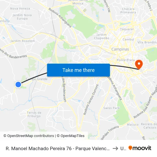 R. Manoel Machado Pereira 76 - Parque Valenca I Campinas - SP 13058-500 Brasil to Unip map