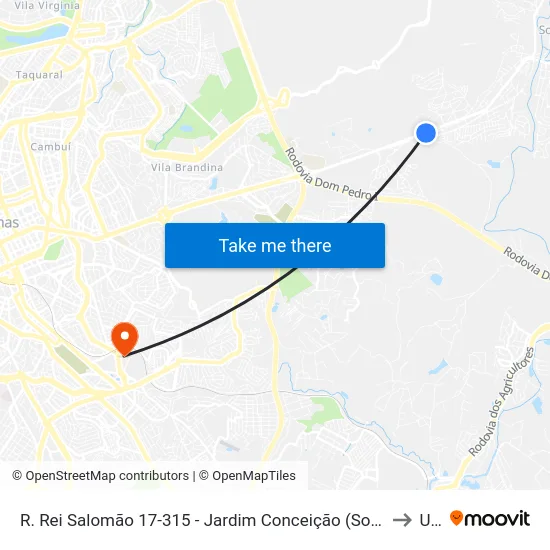 R. Rei Salomão 17-315 - Jardim Conceição (Sousas) Campinas - SP Brasil to Unip map