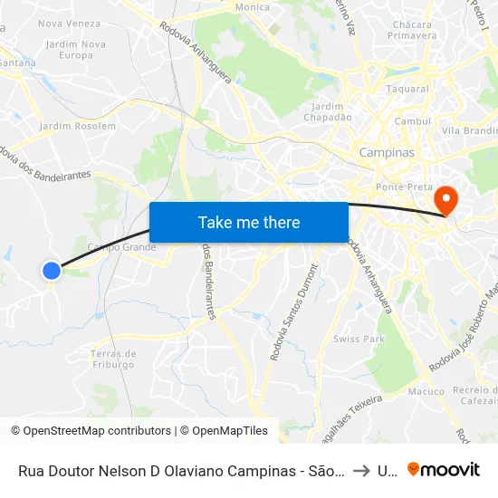 Rua Doutor Nelson D Olaviano Campinas - São Paulo 13058 Brasil to Unip map