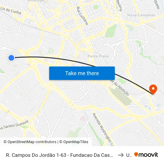 R. Campos Do Jordão 1-63 - Fundacao Da Casa Popular Campinas - SP 13031-365 Brasil to Unip map