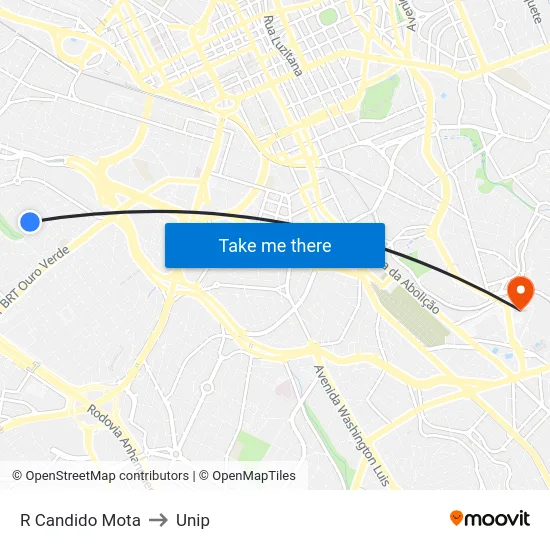 R Candido Mota to Unip map