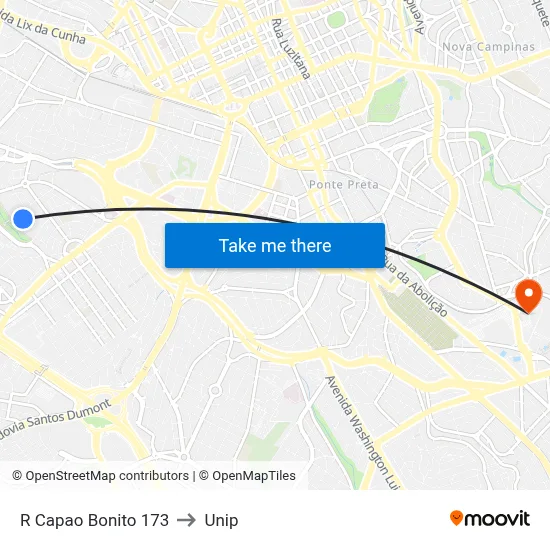 R Capao Bonito 173 to Unip map