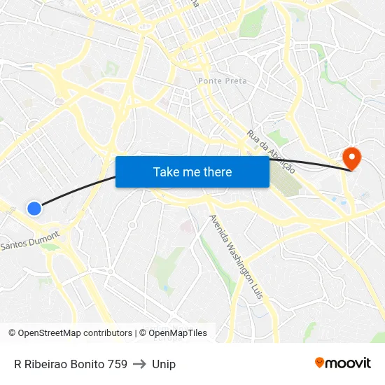 R Ribeirao Bonito 759 to Unip map