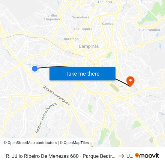 R. Júlio Ribeiro De Menezes 680 - Parque Beatriz Campinas - SP 13034-060 Brasil to Unip map
