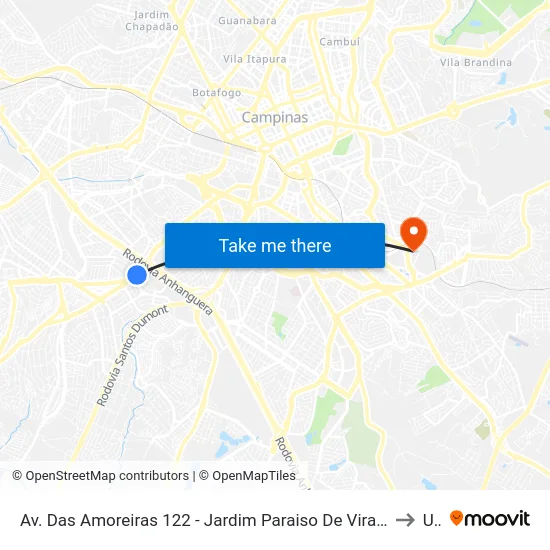 Av. Das Amoreiras 122 - Jardim Paraiso De Viracopos Campinas - SP 13052-205 Brasil to Unip map