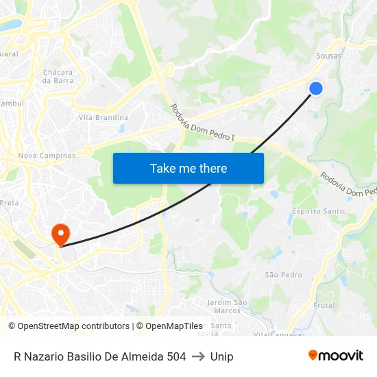 R Nazario Basilio De Almeida 504 to Unip map