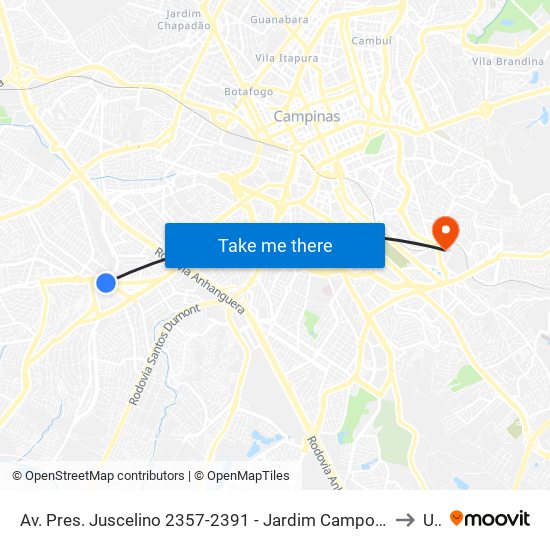 Av. Pres. Juscelino 2357-2391 - Jardim Campos Eliseos Campinas - SP 13060-858 Brasil to Unip map