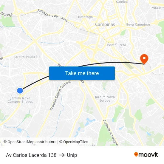 Av Carlos Lacerda 138 to Unip map