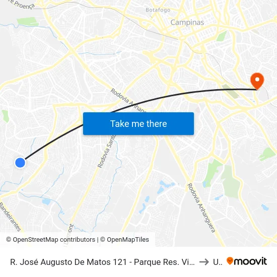 R. José Augusto De Matos 121 - Parque Res. Vila União Campinas - SP 13060-748 Brasil to Unip map