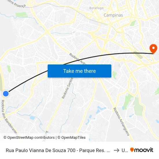 Rua Paulo Vianna De Souza 700 - Parque Res. Vila União Campinas - SP Brasil to Unip map