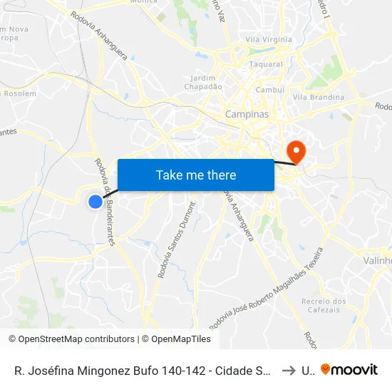 R. Joséfina Mingonez Bufo 140-142 - Cidade Satélite Íris Campinas - SP 13059-671 Brasil to Unip map