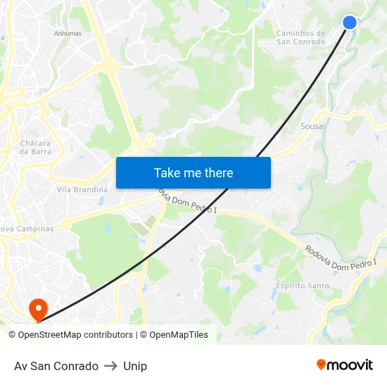 Av San Conrado to Unip map