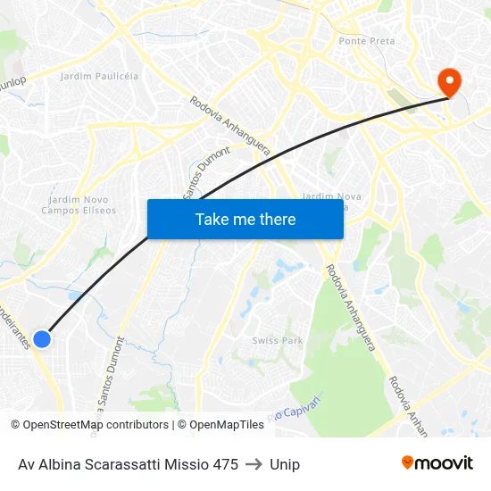 Av Albina Scarassatti Missio 475 to Unip map