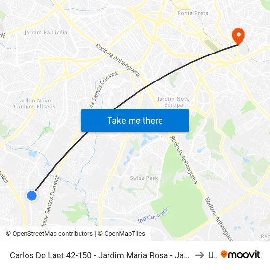 Carlos De Laet 42-150 - Jardim Maria Rosa - Jardim Itatinga Campinas - SP 13052-402 Brasil to Unip map
