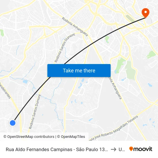 Rua Aldo Fernandes Campinas - São Paulo 13054 Brasil to Unip map