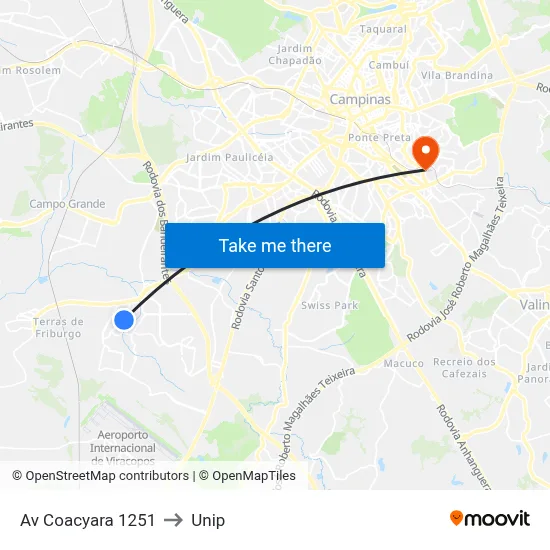 Av Coacyara 1251 to Unip map
