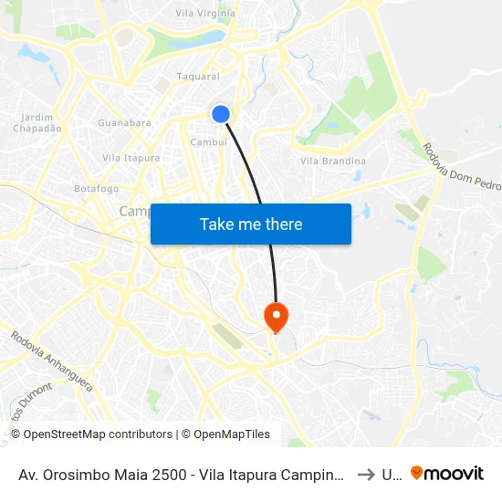 Av. Orosimbo Maia 2500 - Vila Itapura Campinas - SP 13024-045 Brasil to Unip map