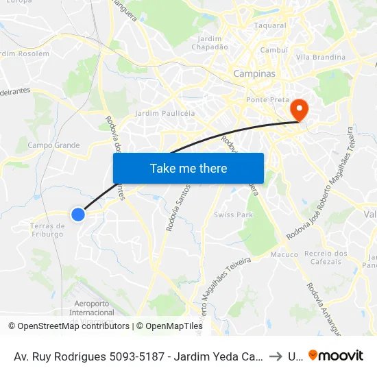 Av. Ruy Rodrigues 5093-5187 - Jardim Yeda Campinas - SP 13060-646 Brasil to Unip map