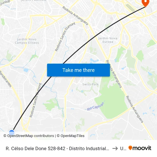 R. Célso Dele Done 528-842 - Distrito Industrial Campinas - SP 13054-711 Brasil to Unip map