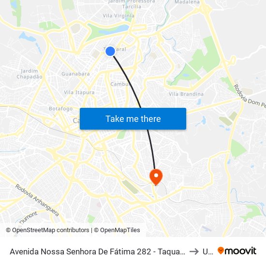 Avenida Nossa Senhora De Fátima 282 - Taquaral Campinas - SP Brasil to Unip map