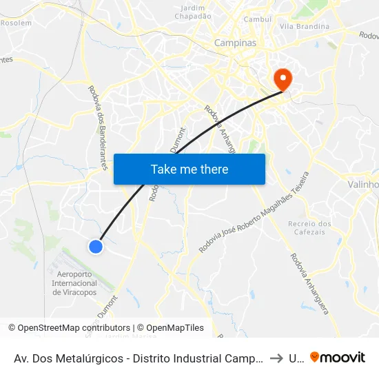 Av. Dos Metalúrgicos - Distrito Industrial Campinas - SP 13054-751 Brasil to Unip map