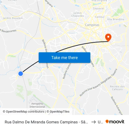 Rua Dalmo De Miranda Gomes Campinas - São Paulo 13057 Brasil to Unip map