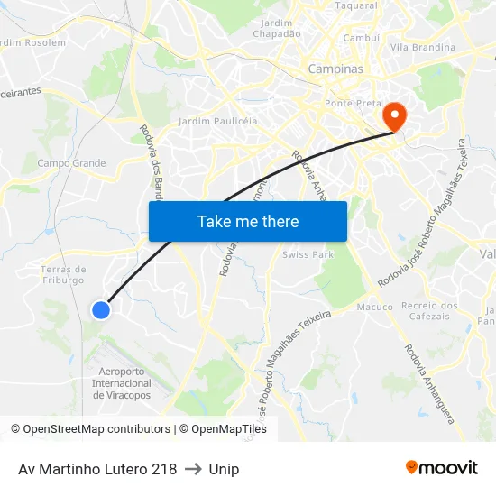 Av Martinho Lutero 218 to Unip map