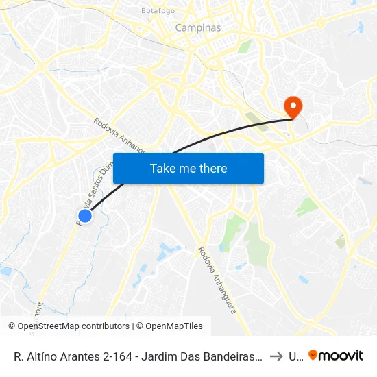 R. Altíno Arantes 2-164 - Jardim Das Bandeiras Campinas - SP 13051-110 Brasil to Unip map