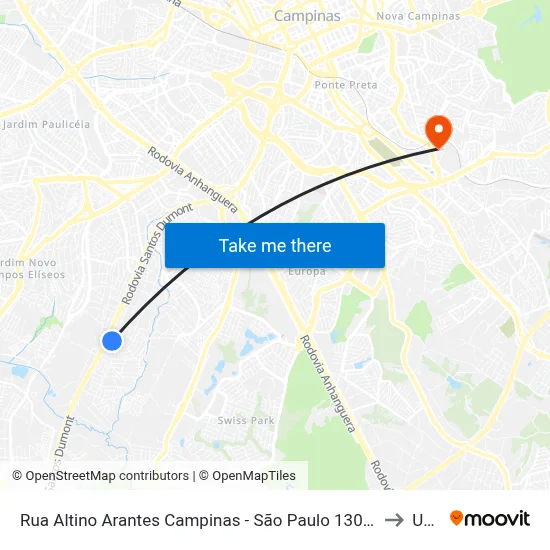 Rua Altino Arantes Campinas - São Paulo 13051 Brasil to Unip map