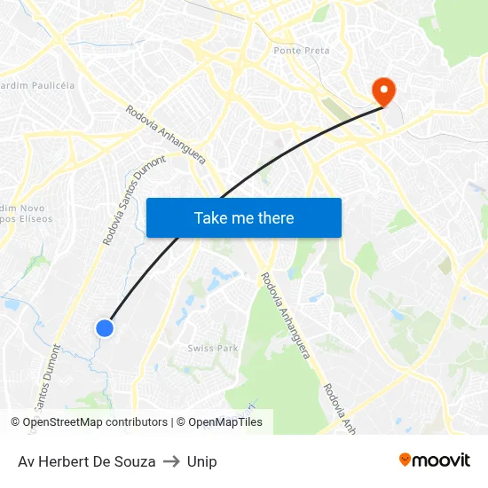 Av Herbert De Souza to Unip map
