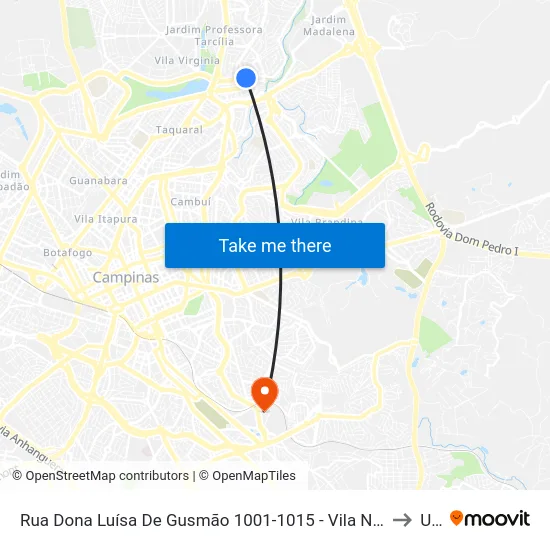 Rua Dona Luísa De Gusmão 1001-1015 - Vila Nogueira Campinas - SP Brasil to Unip map