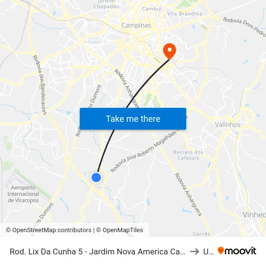 Rod. Lix Da Cunha 5 - Jardim Nova America Campinas - SP 13053-035 Brasil to Unip map