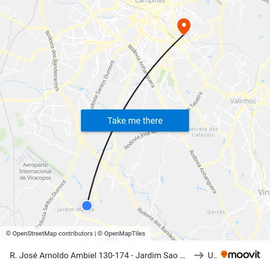 R. José Arnoldo Ambiel 130-174 - Jardim Sao Domingos Campinas - SP 13053-341 Brasil to Unip map