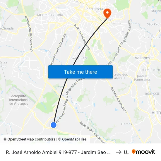 R. José Arnoldo Ambiel 919-977 - Jardim Sao Domingos Campinas - SP 13053-341 Brasil to Unip map