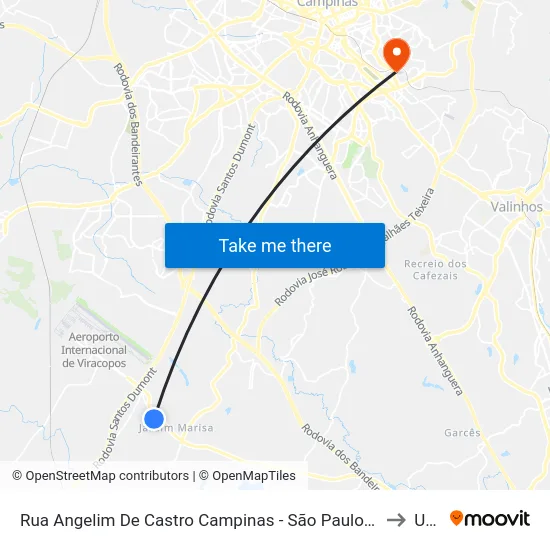 Rua Angelim De Castro Campinas - São Paulo 13053 Brasil to Unip map