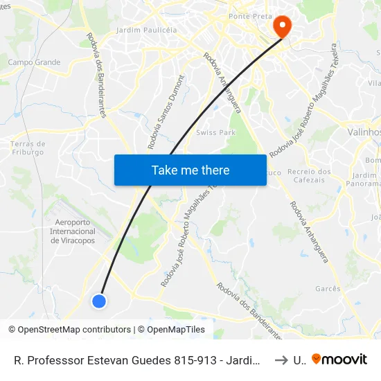 R. Professsor Estevan Guedes 815-913 - Jardim Fernanda Campinas - SP 13053-618 Brasil to Unip map