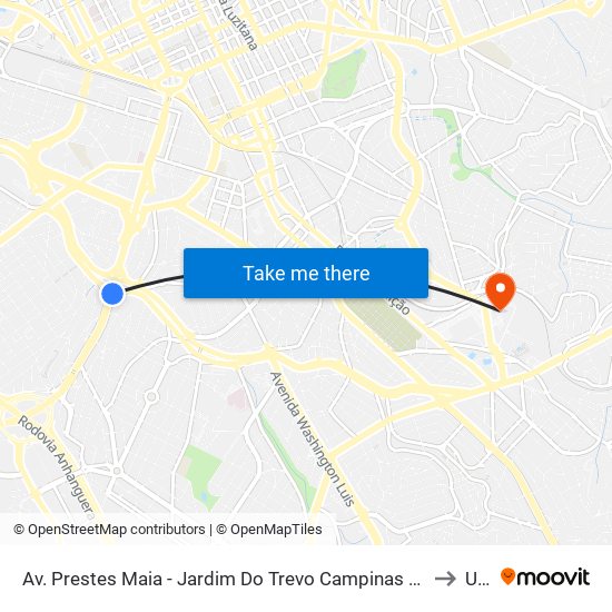Av. Prestes Maia - Jardim Do Trevo Campinas - SP 13030-150 Brasil to Unip map