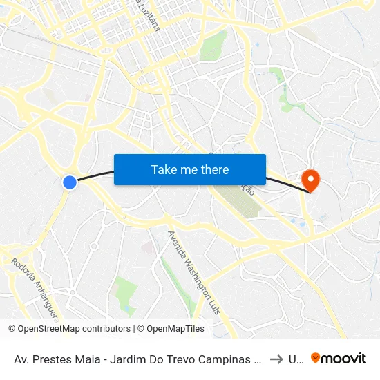 Av. Prestes Maia - Jardim Do Trevo Campinas - SP 13030-150 Brasil to Unip map